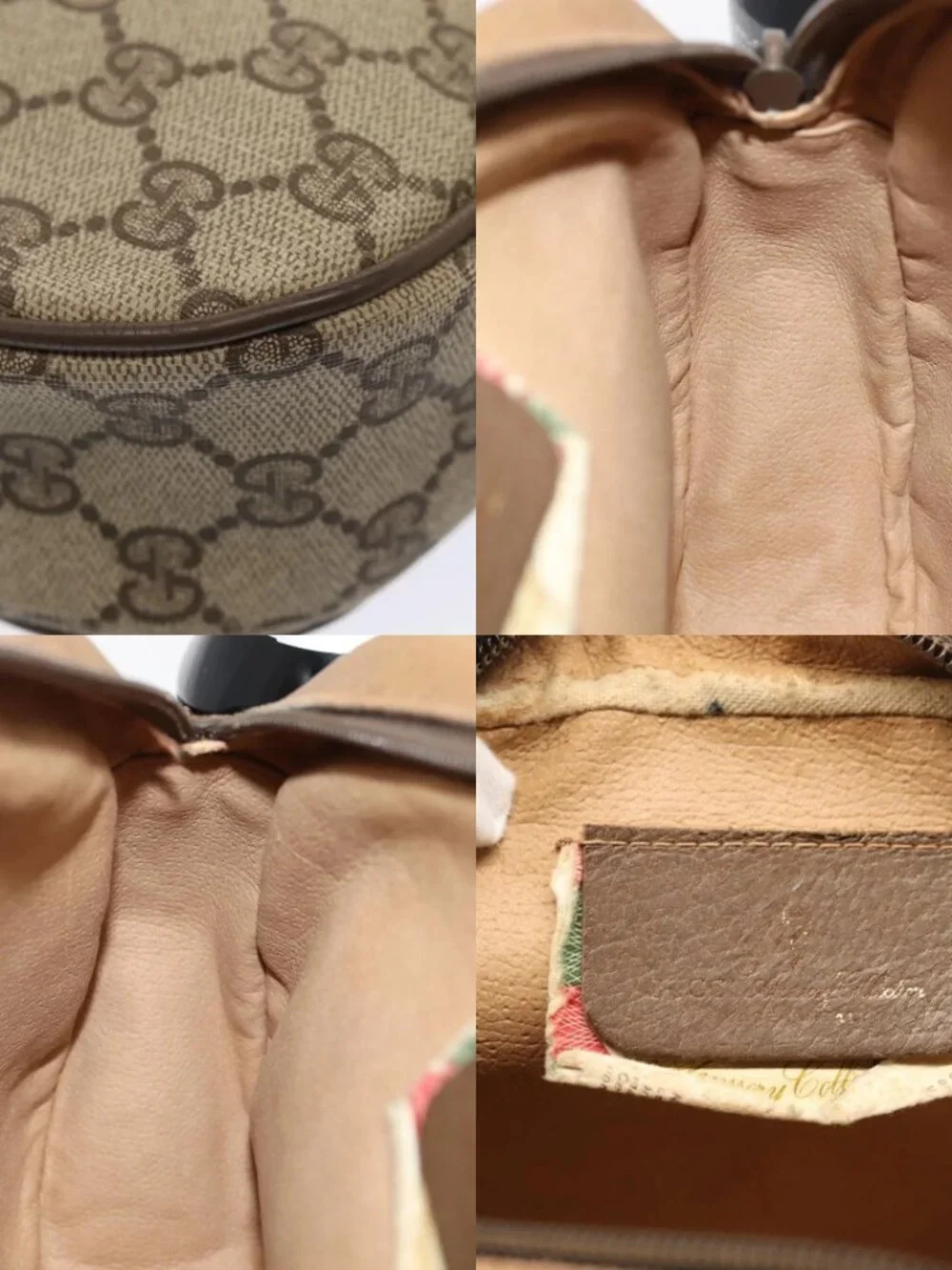 GUCCI GG Supreme Web Sherry Line Clutch Bag PVC Beige Red 89 01 034 Auth fm3793